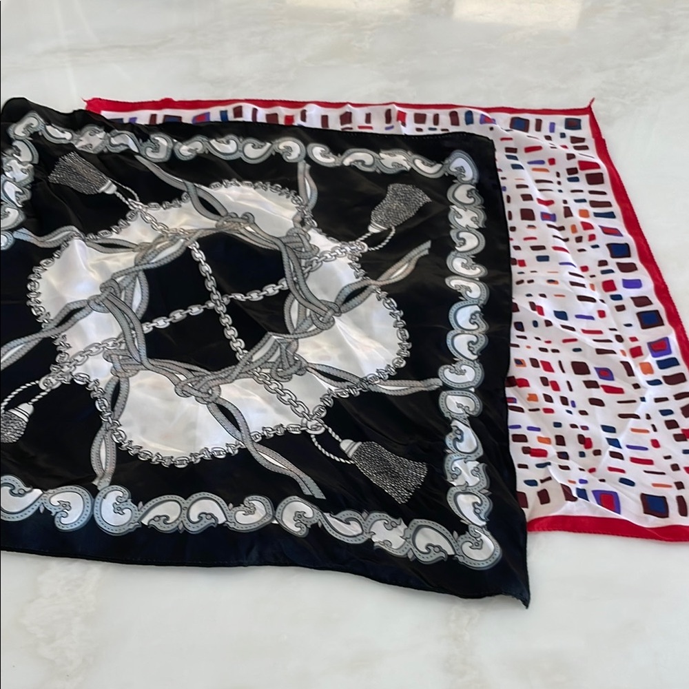 Bundle of 2 Stylish Women’s Satin Patterned Scarves